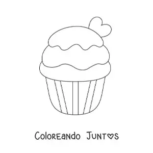 Imagen para colorear de un cupcake con corazón