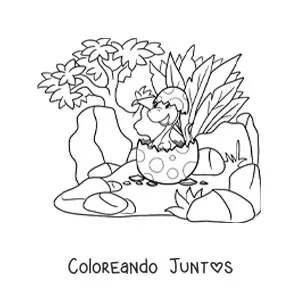 Imagen para colorear de dinosaurio saliendo del huevo