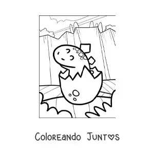 Imagen para colorear de dinosaurio fácil saliendo del huevo