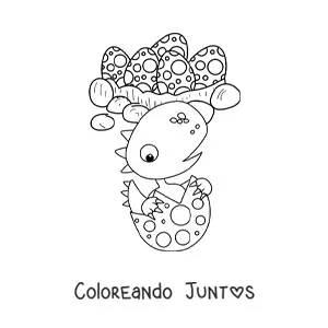 Imagen para colorear de huevos de dinosaurio con bebé tierno