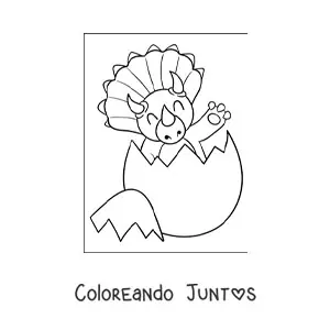 Imagen para colorear de triceratops bebé saliendo del huevo