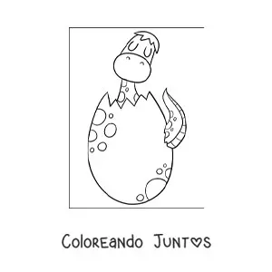 Imagen para colorear de dinosaurio bebé saliendo del huevo
