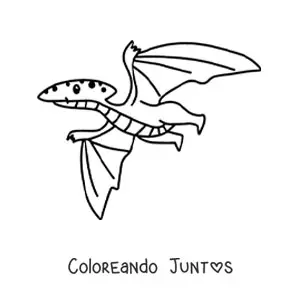 Imagen para colorear de dinosaurio volador kawaii