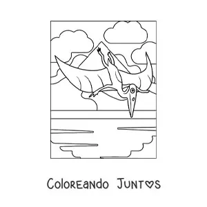 Imagen para colorear de dinosaurio volador sencillo