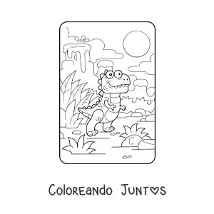 Imagen para colorear de dinosaurio carnívoro bebé animado