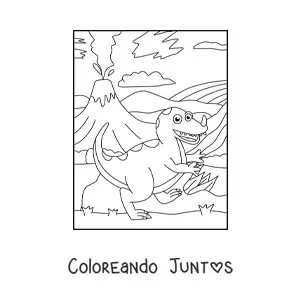 Imagen para colorear de dinosaurio carnívoro terrestre animado