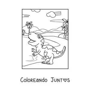 Imagen para colorear de dinosaurio carnívoro bebé pequeño