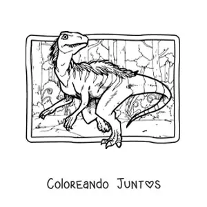 Imagen para colorear de juravenator carnívoro realista