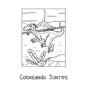 Imagen para colorear de dinosaurio carnívoro pequeño y peligroso
