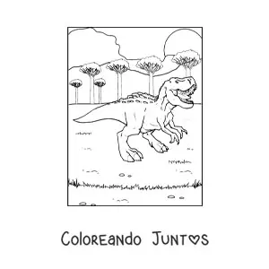 Imagen para colorear de dinosaurio carnívoro peligroso rugiendo