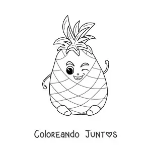 Imagen para colorear de piña kawaii animada