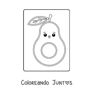 Imagen para colorear de aguacate kawaii fácil
