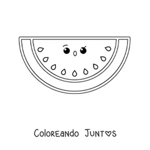 Imagen para colorear de sandía kawaii fácil