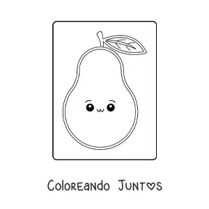 Imagen para colorear de pera kawaii fácil