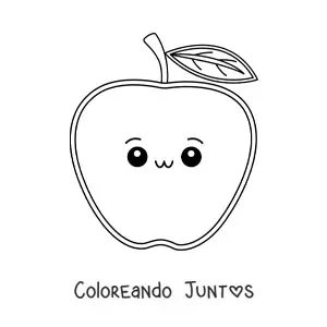 Imagen para colorear de manzana kawaii fácil
