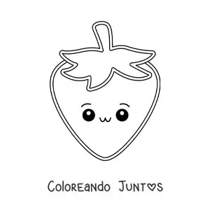 Imagen para colorear de fresa kawaii fácil