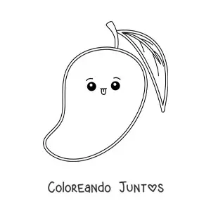 Imagen para colorear de mango kawaii fácil