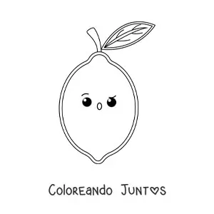Imagen para colorear de limón kawaii fácil