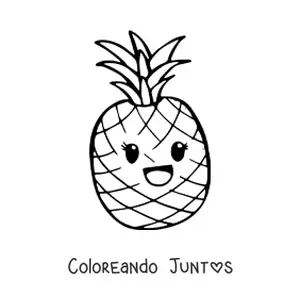 Imagen para colorear de piña kawaii