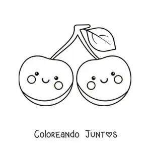Imagen para colorear de cerezas lindas