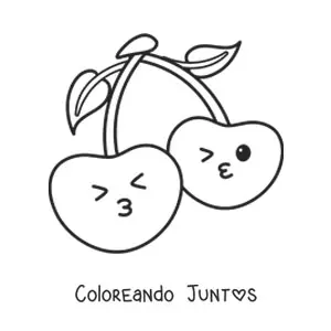 Imagen para colorear de cerezas adorables