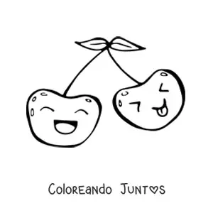Imagen para colorear de cerezas bonitas