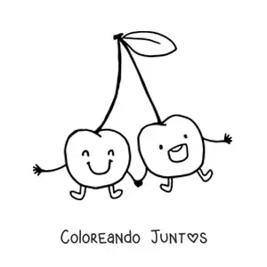 Imagen para colorear de cerezas tiernas