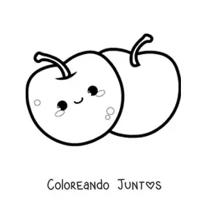 Imagen para colorear de cerezas kawaii