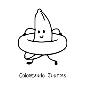 Imagen para colorear de banana animada en la playa