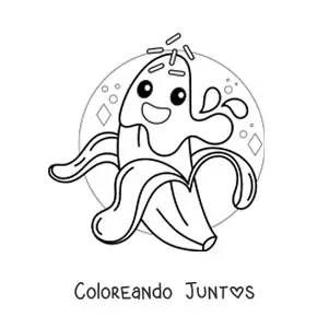 Imagen para colorear de banana animada cubierta de chocolate