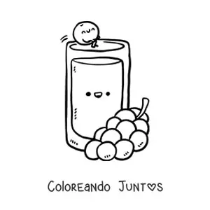 Imagen para colorear de jugo de uva kawaii