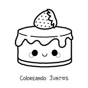 Imagen para colorear de pastel de fresa kawaii