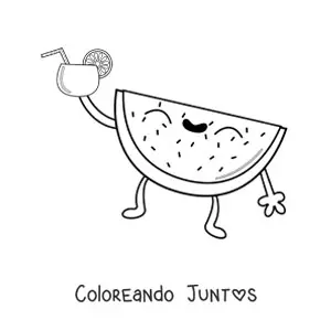 Imagen para colorear de sandía animada