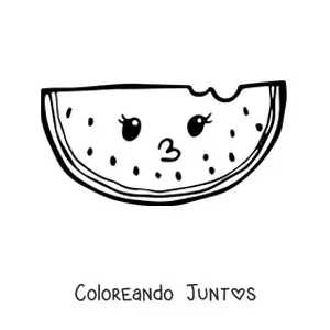 Imagen para colorear de sandía kawaii
