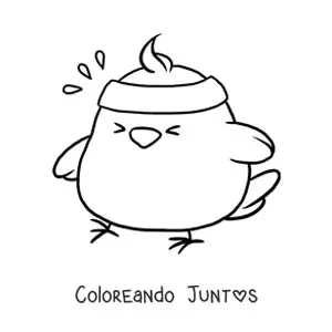 Imagen para colorear de polluelo kawaii deportivo