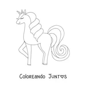 Imagen para colorear de unicornio kawaii grande