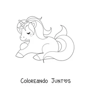 Imagen para colorear de unicornio kawaii acostado