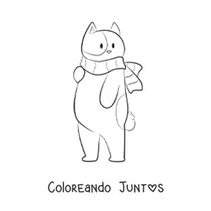 Imagen para colorear de gato con bufanda