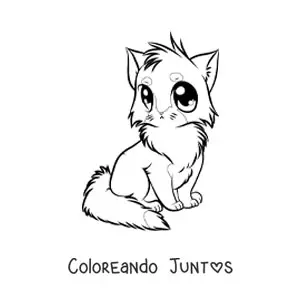 Imagen para colorear de gato animado estilo anime