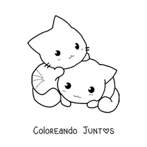 Imagen para colorear de gatos kawaii