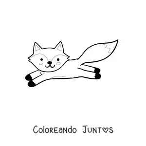 Imagen para colorear de zorro kawaii saltando