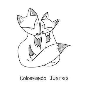 Imagen para colorear de pareja de zorros