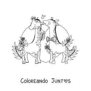 Imagen para colorear de pareja de jirafas