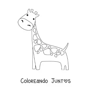 Imagen para colorear de jirafa kawaii fácil
