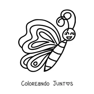 Imagen para colorear de mariposa kawaii