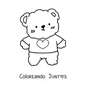 Imagen para colorear de oso de peluche kawaii