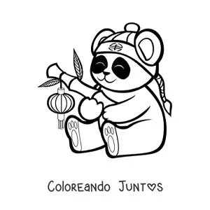 Imagen para colorear de oso panda kawaii