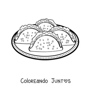 Imagen para colorear de un plato de tacos