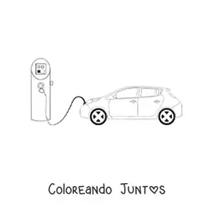 Imagen para colorear de un auto eléctrico cargando en la estación de servicio