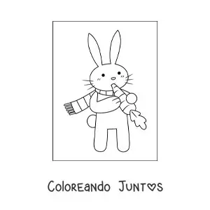 Imagen para colorear de conejo animado comiendo zanahoria